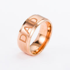 Monogram ring titanium steel ring with engraved 'DAD' in a stylish design, perfect for fashion jewellery at Christmas.