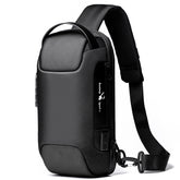 antitheft money shoulder bag Chest Bag Pack For Male with scratch-resistant design in sleek black.