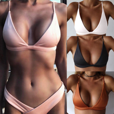 Bikini women's swimsuit top in various colors, featuring high elasticity and open back design, perfect for summer sports.