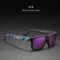Sun Glasses Sunglasses Women For men Round man Sports Cat with mirror purple lens and colorful patterned arms.