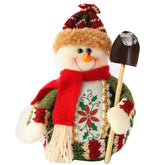Christmas snowman Christmas decorations Christmas items decorative flannel snowman with a shovel, wearing red and green.