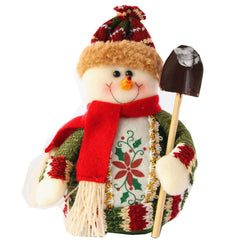 Christmas snowman Christmas decorations Christmas items decorative flannel snowman with a shovel, wearing red and green.