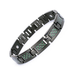 Titanium bracelet for men featuring carbon fiber and a stylish black design, perfect fashion jewellery for Christmas.