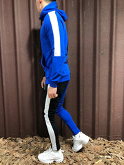 Contrast hooded jacket + pants two-piece suit