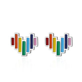 Epoxy Rainbow Heart Stud Earrings