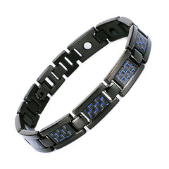 Titanium bracelet for men featuring carbon fiber mosaic elements, fashionable and perfect for gifting this Christmas.