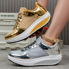 Golden Bright Breathable Sneaker Couple Outdoor