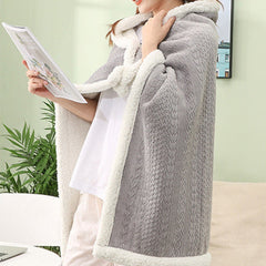 Double-layer Thickened Student Office Air Conditioning Room Nap Blanket Cover Leg Small Blanket in gray color.
