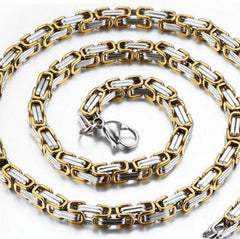 Stainless steel punk Necklace showcasing a unique gold and silver chain design, perfect for fashion jewellery lovers.