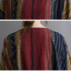 Round Neck Short Sleeve Swing Stripe Dress