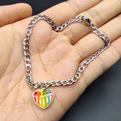 Colorful Gay Couple Peach Love Heart Shaped Bracelet