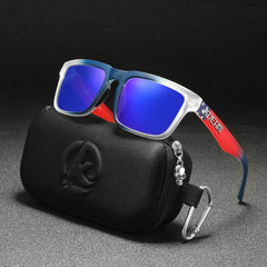 Men And Women Dazzling Color Polarized Sunglasses with blue lenses and protective case