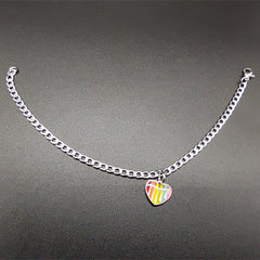 Colorful Gay Couple Peach Love Heart Shaped Bracelet