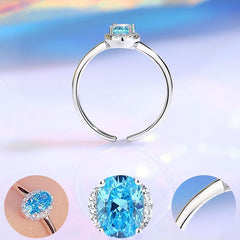 S925 Sterling Silver Ring Female Niche Advanced with blue stone in fashion jewellery style