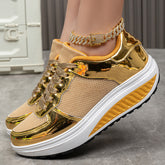 Golden Bright Breathable Sneaker Couple Outdoor