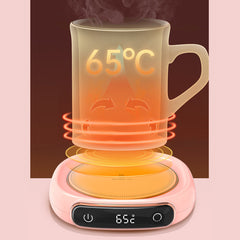 Coffee Mug Warmer Warm Coaster Smart Heating Cup Thermal Insulation Constant Temperature Coaster Heating Pad Desktop with temperature display.