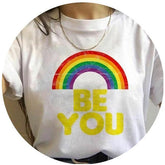 European And American Design Gay Pride Rainbow Harajuku Women Digital Printing Casual Round Neck Short Sleeves