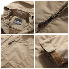 Men's Fashion Solid Color Single Outdoor Jacket close-up showing hood, zipper, and stitching details