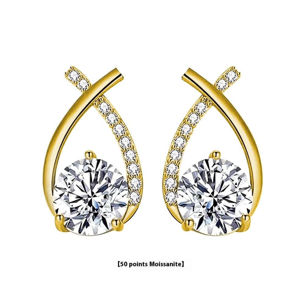Moissanite 925 Sterling Silver Fishtail Cross Stud Earrings