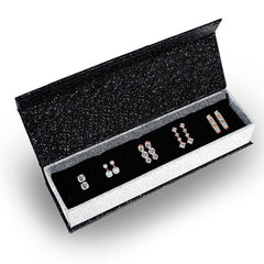 S925 Silver Jewelry Fashion Geometric Crystal Earrings in a glittery box showcasing elegant designs.