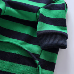 Fashion Personality Home Dog Clothes in green and black striped design detail for pets.