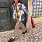 Autumn And Winter Ethnic Style Floral Contrast Color Thin Embroidery Cotton-padded Jacket