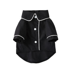 Pet Pajamas Dog Pajamas Small Dog Cat Clothing in black with white trim, stylish and comfortable pet outfit.