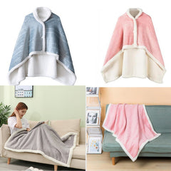Double-layer Thickened Student Office Air Conditioning Room Nap Blanket Cover Leg Small Blanket in light blue, gray, and pink colors.