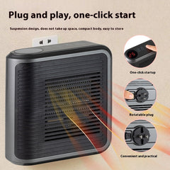 Mini Fan Heater Wall-mounted Heater Multifunctional Heater with one-click startup and rotatable plug design.