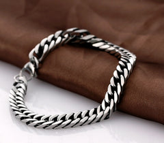 Titanium steel bracelet, men's geometric fashion jewellery, silver inlaid, 21.5cm long, perfect for Christmas gifts.