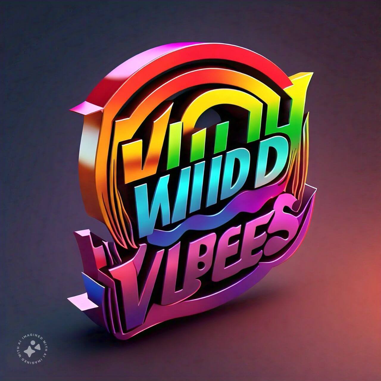 Colorful 3D logo design featuring the words 'Wiidd Vibeess', vibrant rainbow colors, and a modern aesthetic.