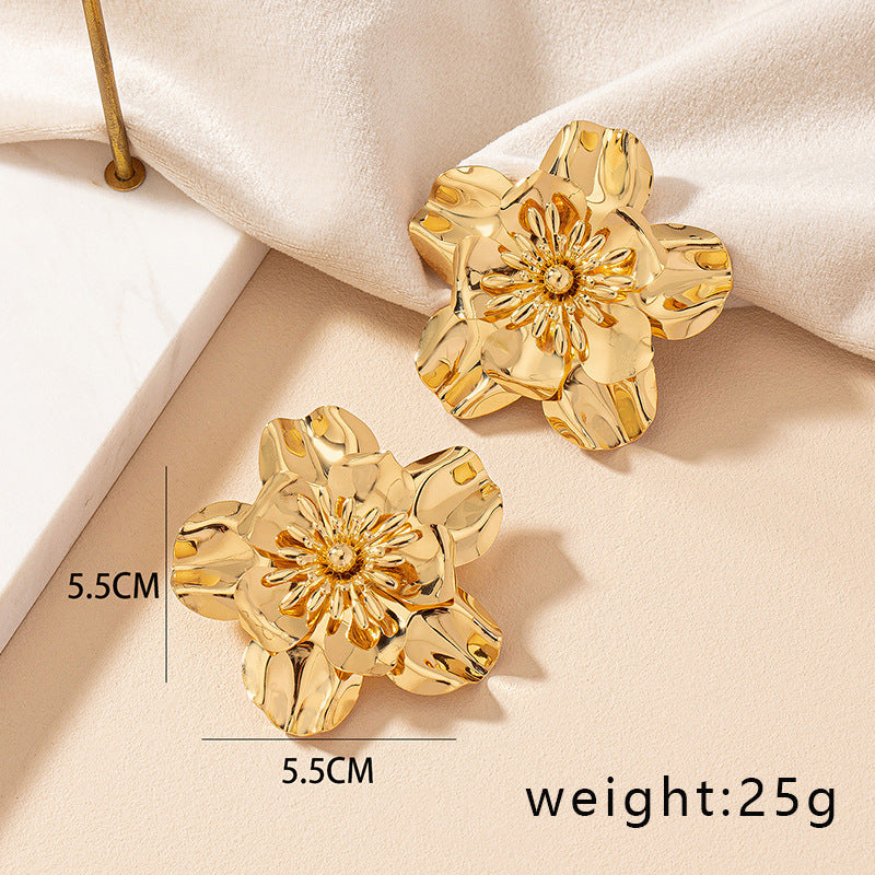 Vintage Flower Earrings For Women Niche Design Spray Paint Ear Studs Earrings
