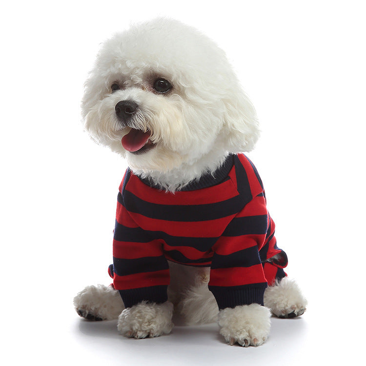 Fashion Personality Home Dog Clothes - red and blue striped dog sweater for small to large breeds.