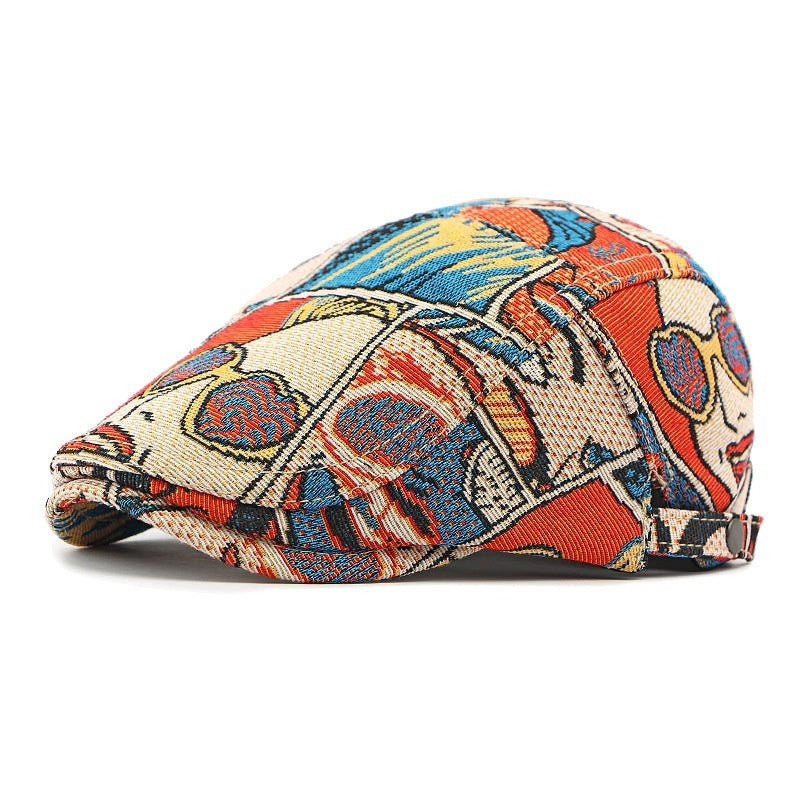 Chinese Style Hat Women's Peaked Cap Personality Butterfly Embroidered Ethnic Style