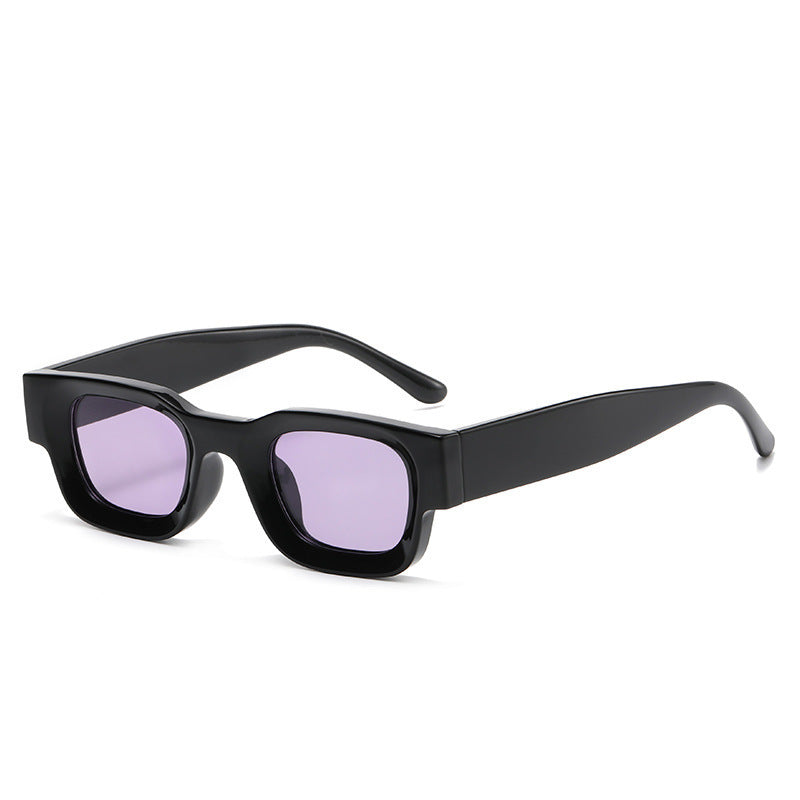 Retro Small Frame Sunglasses For Men with black frames and purple lenses, perfect for fashion jewellery lovers.