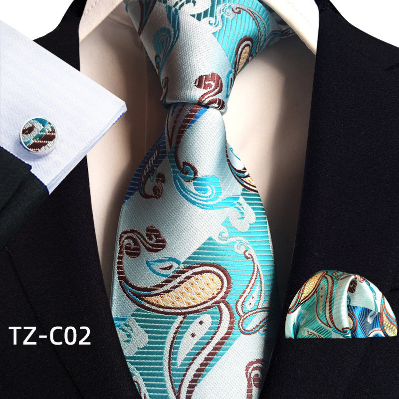 Waist Flower Men's Tie Pocket Towel Cuffs Three Piece Suit