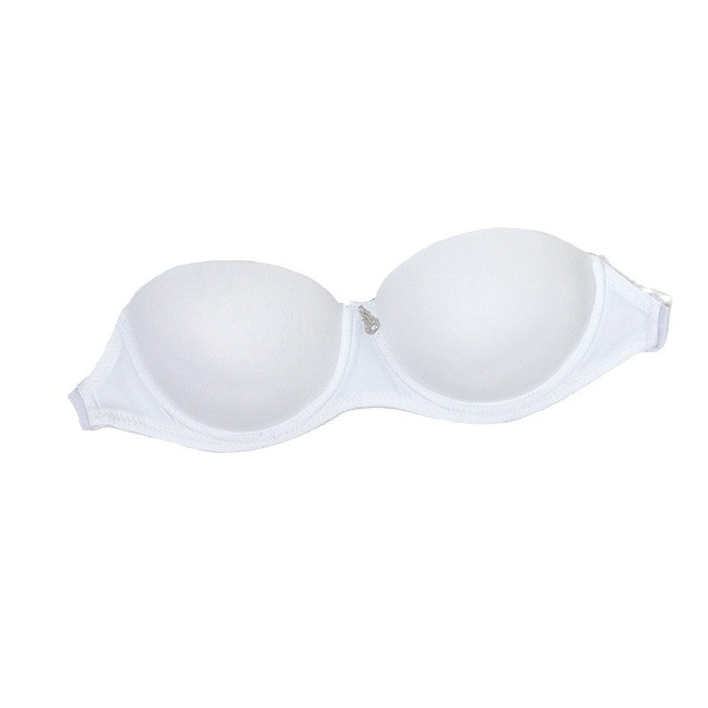 European And American Ladies Transparent Push Up Bras in white color with steel ring and detachable straps.