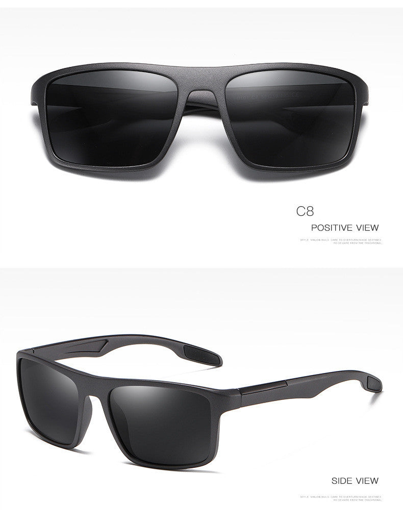 Polarized sunglasses men driving sunglasses outdoor sports glasses in positive and side view.