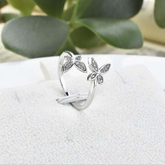 Sterling Silver Adjustable Butterfly Ring featuring gem embellishments, perfect fashion jewellery for Christmas and everyday wear.