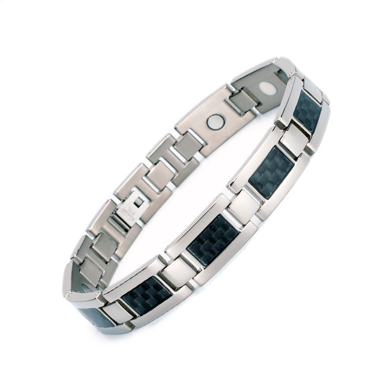 Titanium bracelet for men featuring carbon fiber and titanium steel, perfect fashion jewellery for Christmas.