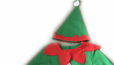 Corduroy Children's Elf Clothing featuring a green and red elf hat and collar, perfect for holiday festivities.