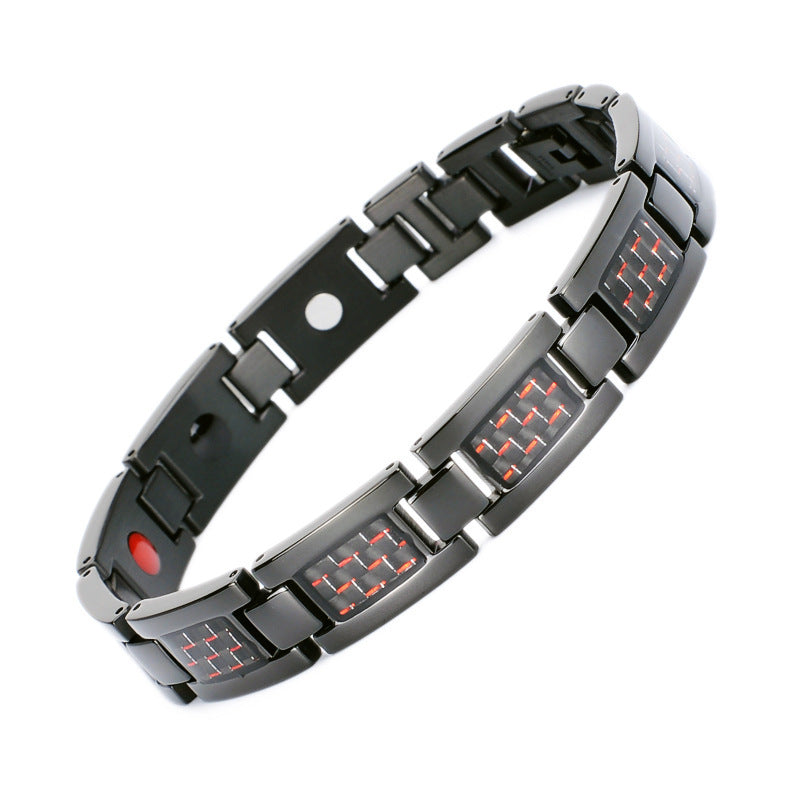 Titanium bracelet for men with carbon fiber mosaic, stylish fashion jewellery for Christmas.