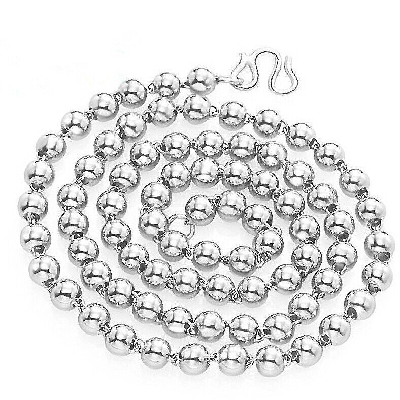 Round Beads Silver Bead Necklace made of silver, showcasing a geometric design, perfect for fashion jewellery and Christmas gifts.
