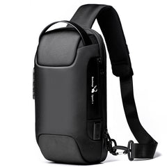 antitheft money shoulder bag Chest Bag Pack For Male with scratch-resistant design in sleek black.