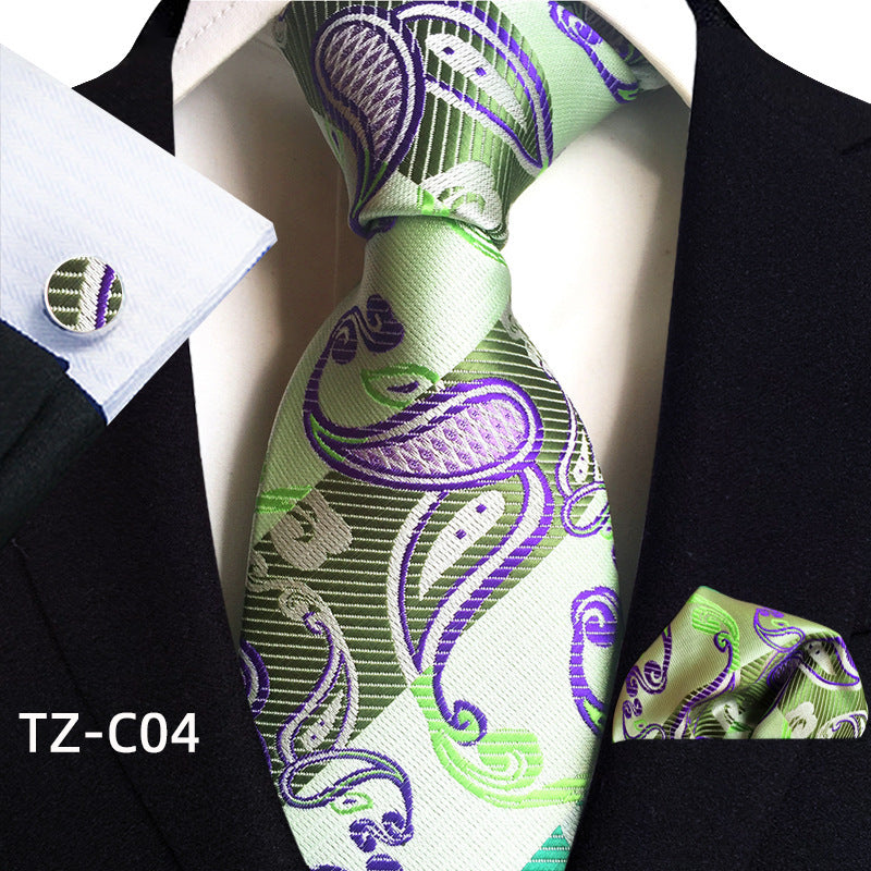Waist Flower Men's Tie Pocket Towel Cuffs Three Piece Suit