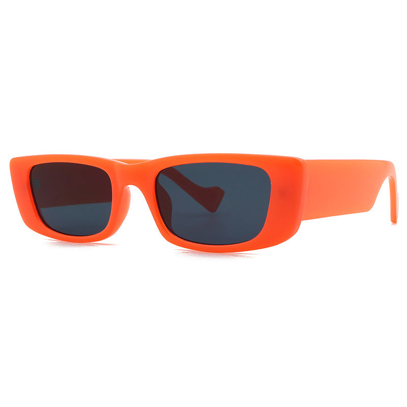 UV400 Cross-border Retro Fashion Small Frame Men And Women Sunglasses in bright orange color.
