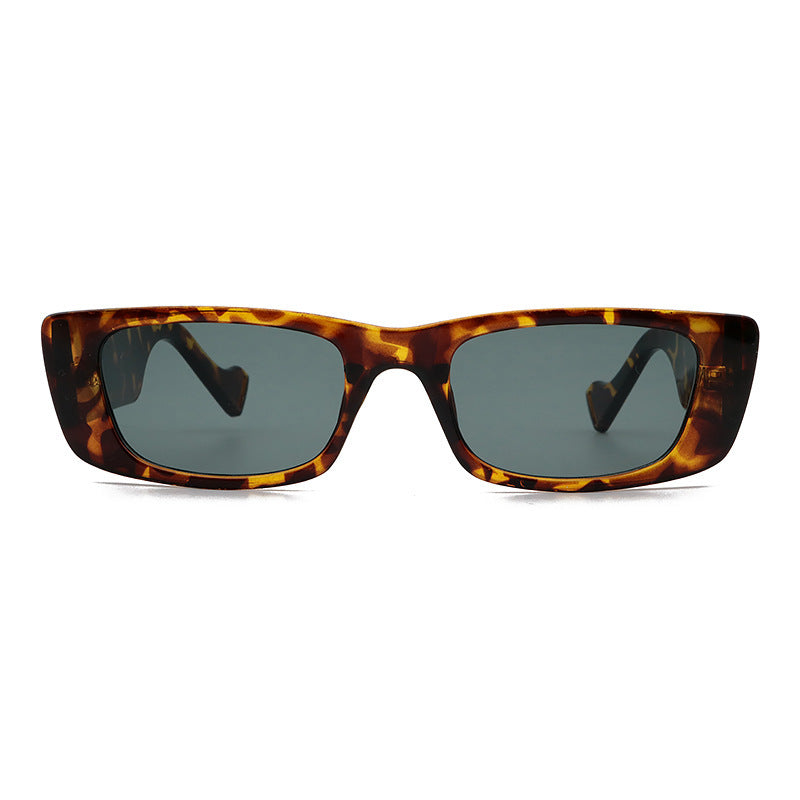 UV400 Cross-border Retro Fashion Small Frame Men And Women Sunglasses in tortoiseshell frame with grey lenses.