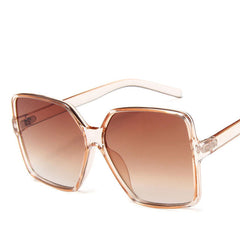 Trendy Sunglasses Fashion Men And Women Big Frame Sunglasses in stylish transparent powder frame