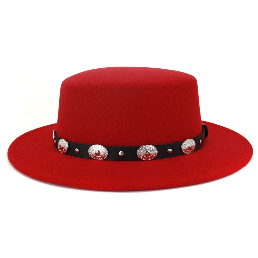 Simple Casual Warm Woolen All-Match British Fashion Metal Buckle Jazz Hat