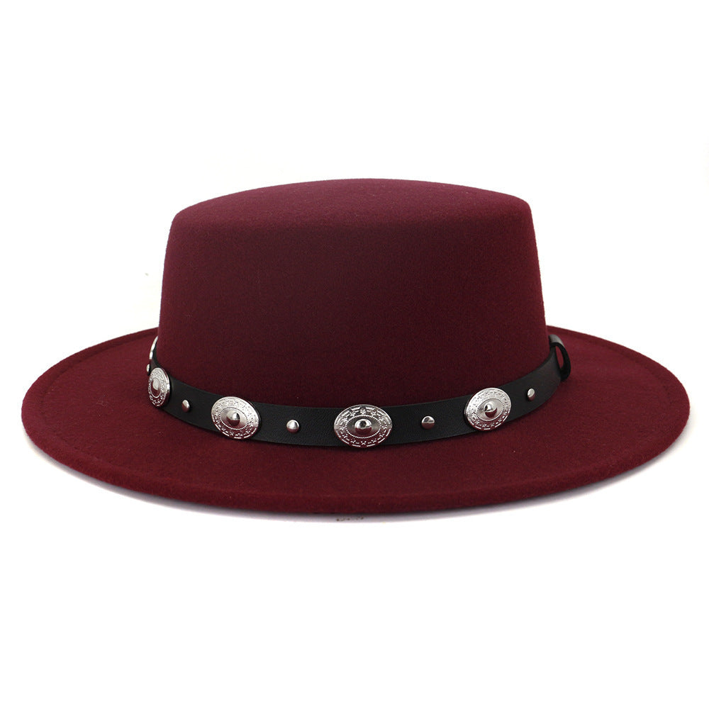 Simple Casual Warm Woolen All-Match British Fashion Metal Buckle Jazz Hat